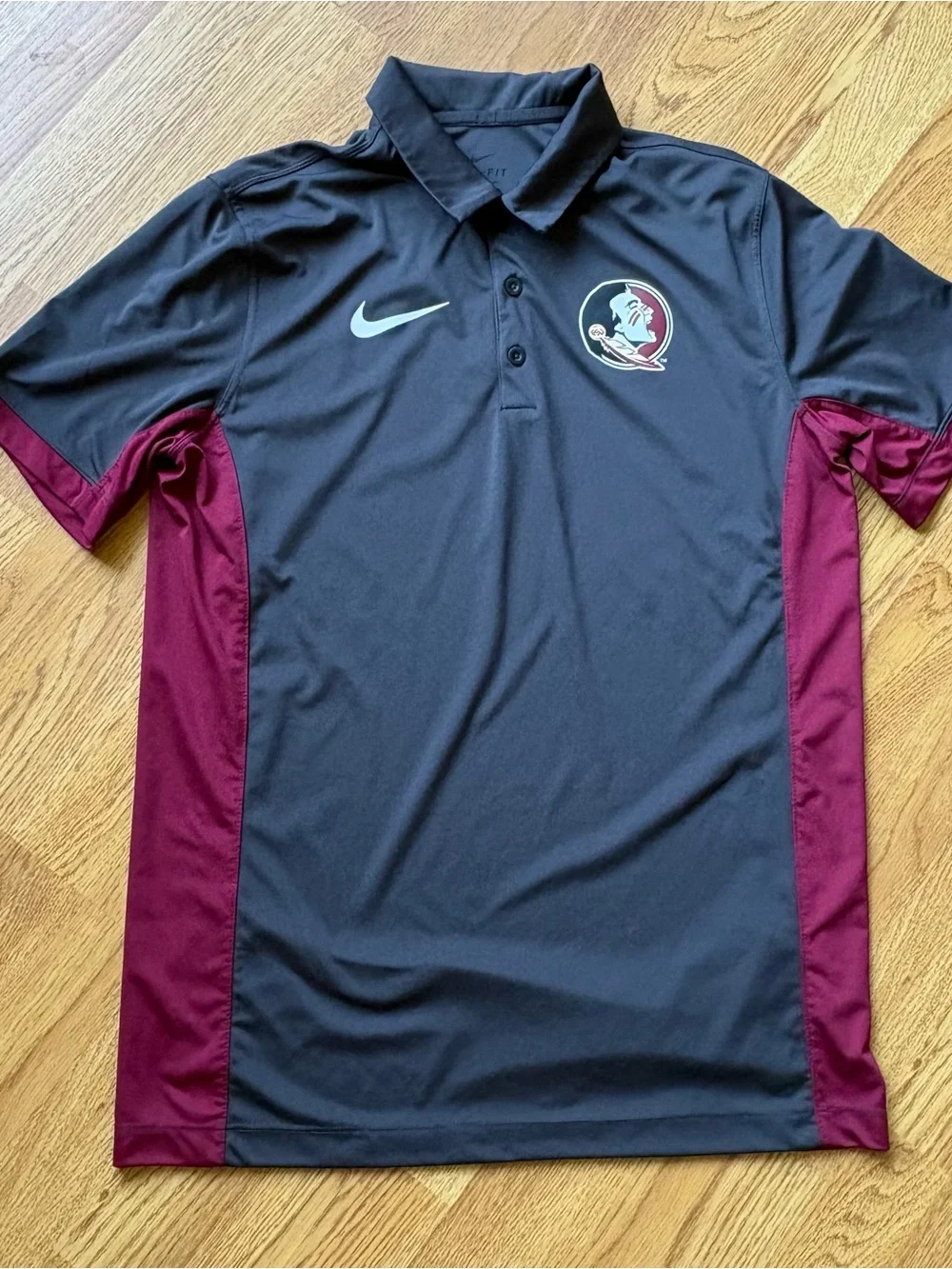 Nike Dri-Fit Florida State University FSU Gray Garnet Polo Football Game Sz M